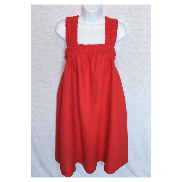 NWT Everlane Smocked Linen Dress - Goji Berry - Picture 2 of 13